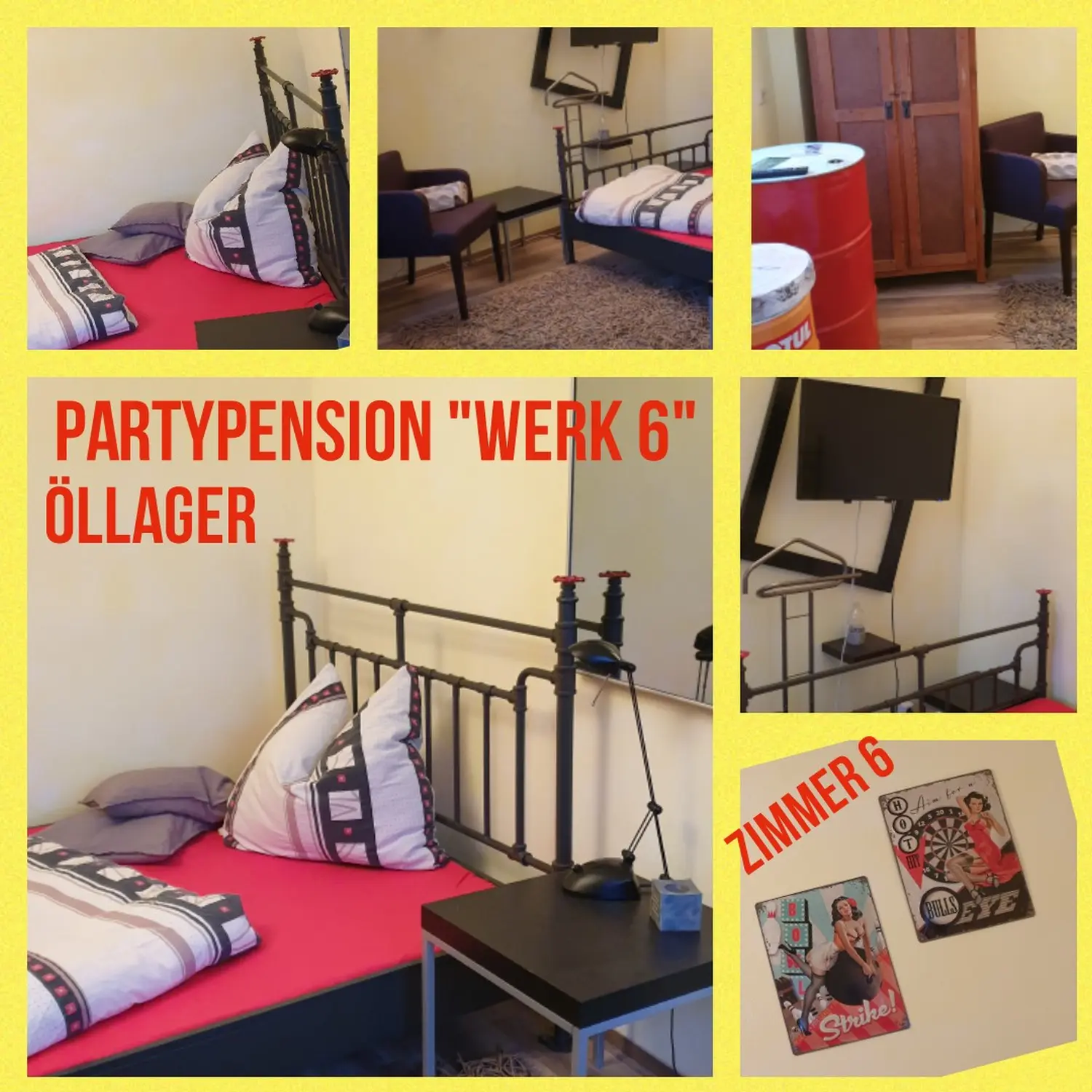 Werk 6 Zimmervermietung Party Pension - Gästehaus -Zimmer 6Oellager