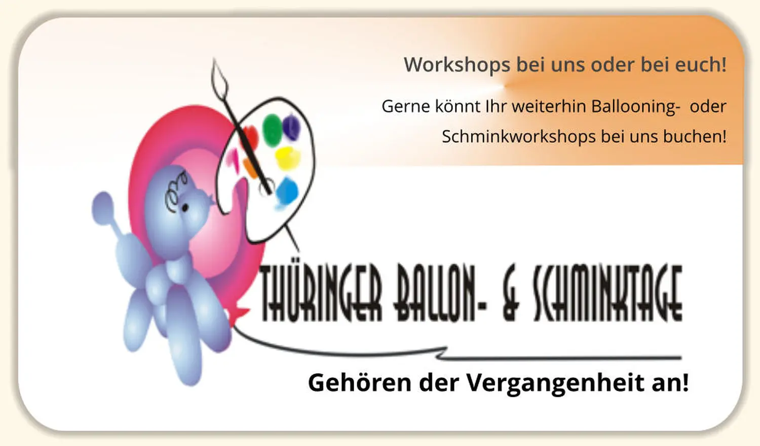 Moments Veranstaltungsagentur -Werbebanner für Ballon und Schminkworkshops