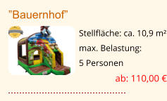 ”Bauernhof” Stellfläche: ca. 10,9 m² max. Belastung:  5 Personen ab: 110,00 €