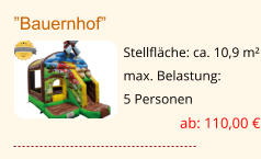 ”Bauernhof” Stellfläche: ca. 10,9 m² max. Belastung:  5 Personen ab: 110,00 €